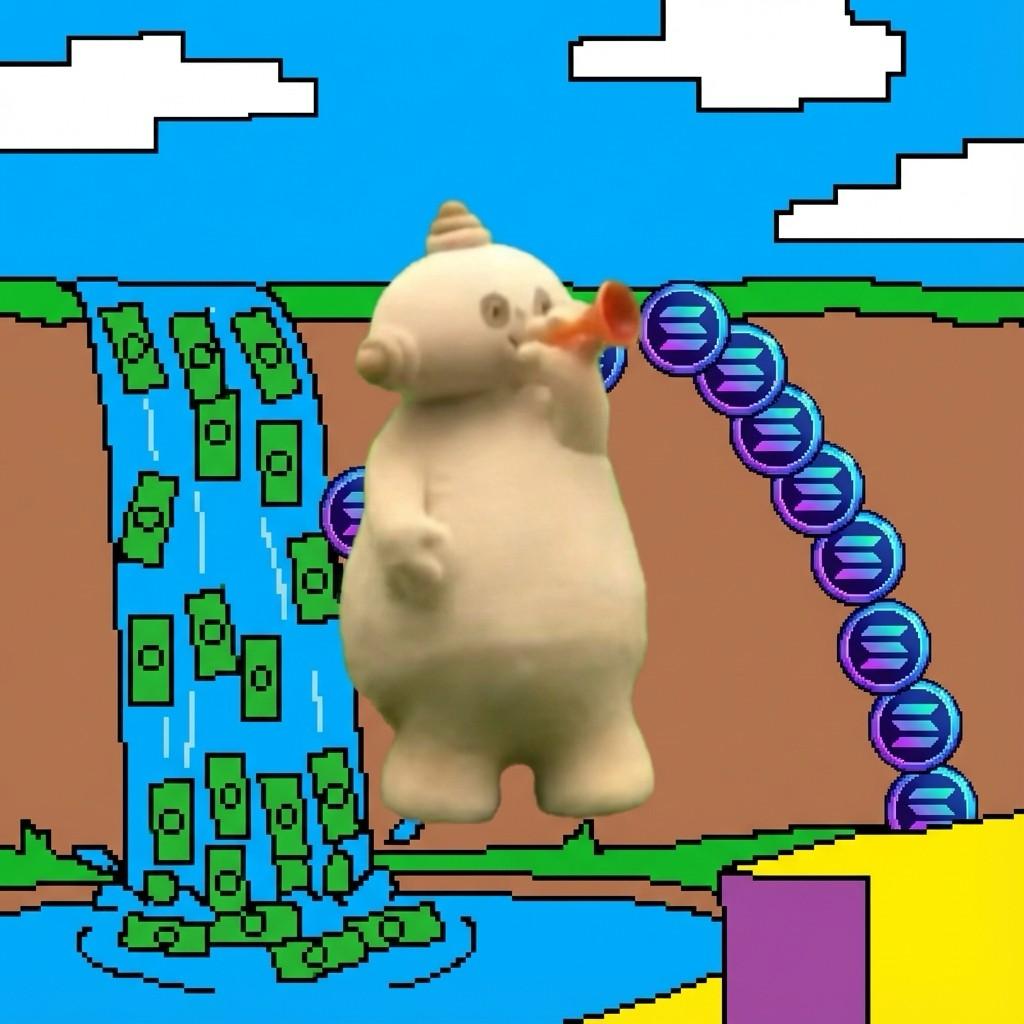 Makka Pakka retro pixel art money rain